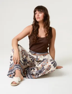 Print Wide-Leg Trousers - M / NAVY - female - Blue Vanilla - FashionsVida