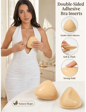 Par de almohadillas invisibles para el busto, realzadores de pecho sin costuras con adhesivo de doble cara, almohadillas reutilizables e impermeables - Shein - FashionsVida