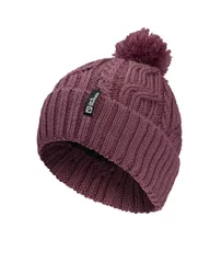 Wool Blend Fleece Lined Pompom Hat Dark Pink female