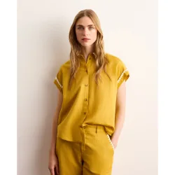 Camisa de mujer de manga corta de lino