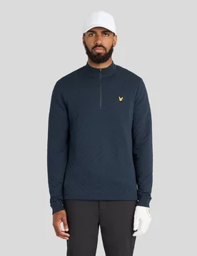 Men's Quilted 1/4 Zip Midlayer Dark Navy - Lyle & Scott - FashionsVida