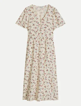 Marc O' Polo Midi-Kleid mit Allover-Print Beige M - Marc O'Polo - FashionsVida