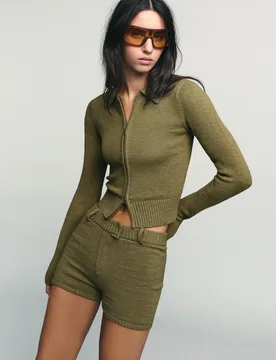Short Effet Ceinture M Vert - Bershka - FashionsVida