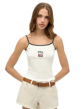 Maglietta Senza Maniche Athletic Essential Cami Off White XS - Superdry - FashionsVida