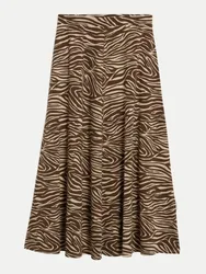 Midi-Rock ILENIAA LARAA mit Zebra Print Braun L