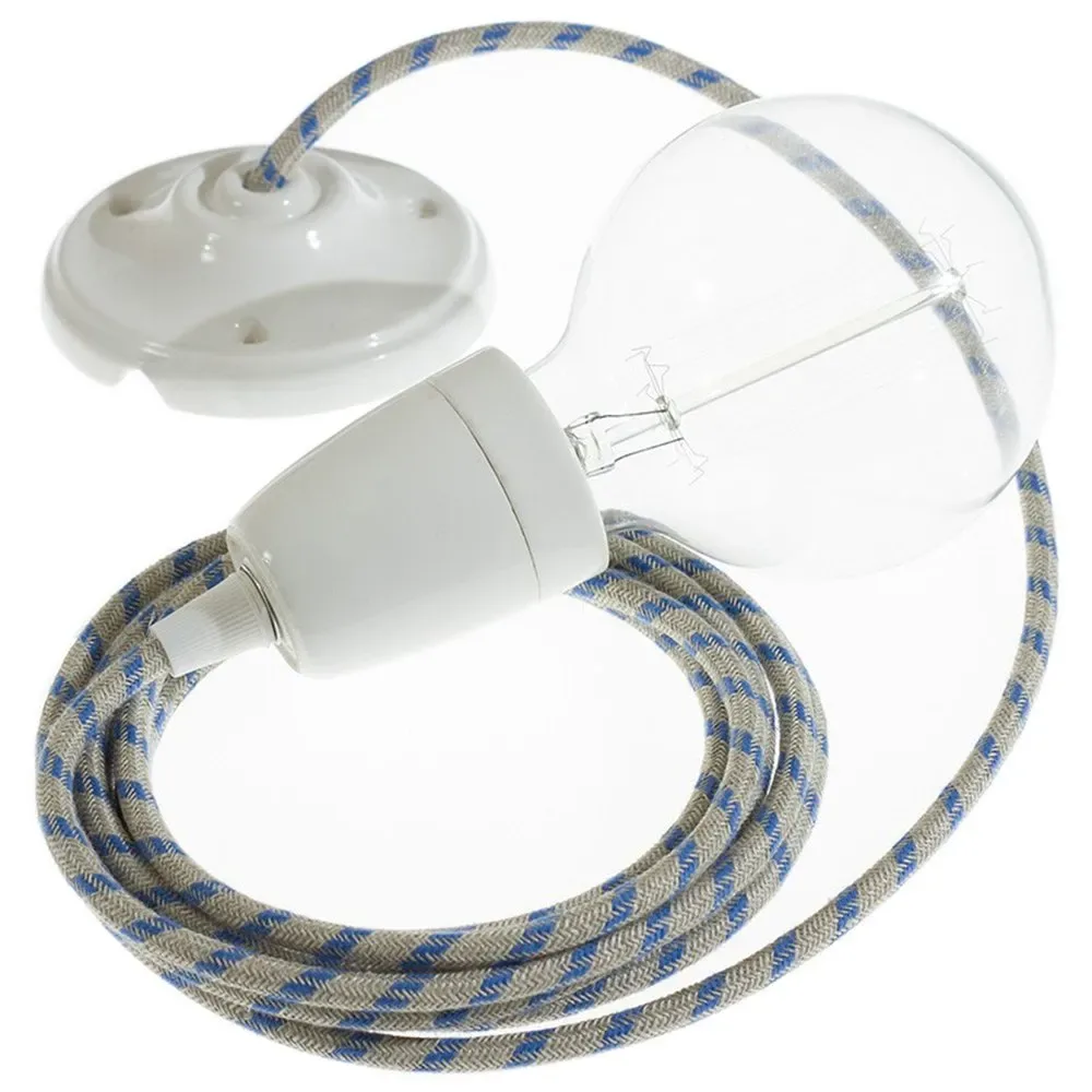 Cables Suspension Luminaire Rd55 Stripes 50 Cm Steward Blue / White One Size - Creative - FashionsVida