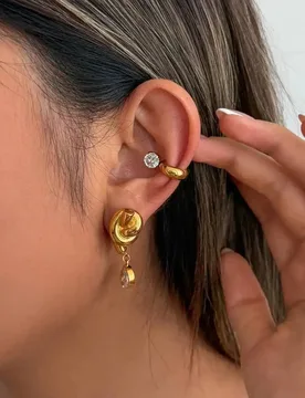 Lacteo New 18K Gold Plated Zircon Pendant Earring Women Exquisite Stainless Steel Hypoallergenic Waterproof Piercing Ear Jewelry - Aliexpress - FashionsVida