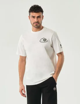T-shirt bianca mezza manica con stampa grafica nuvola fronte e retro - Outhere - FashionsVida