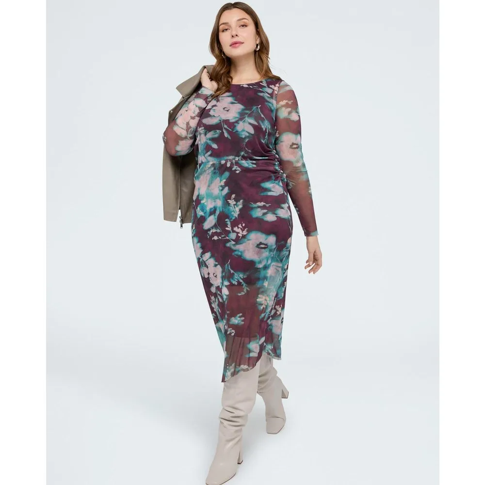 Vestido largo de tul con estampado floral all-over - Fiorella Rubino - FashionsVida