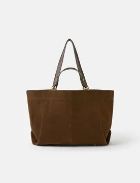 Suede Multi Handle Tote Bag Chocolate female - Accessorize - FashionsVida