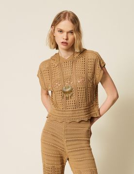 Pull à carreaux avec capuche