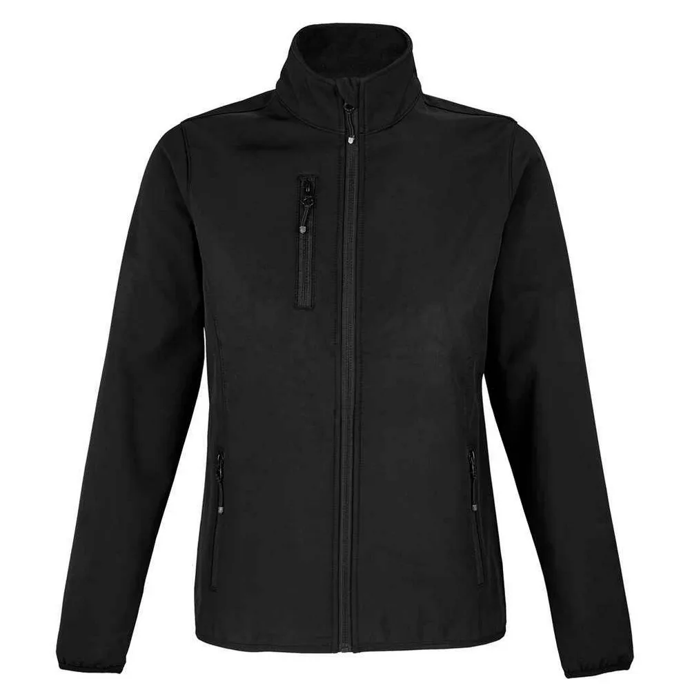 Womens/ladies Falcon Softshell Recycled Soft Shell Jacket (Black) - Size Medium - SOLS - FashionsVida