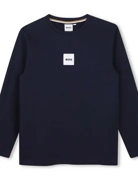 T-shirt à Manches Longues J53408 Marine 12 Années Garçon - BOSS - FashionsVida