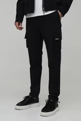 Herren Schmal Geschnittene Technische Cargohose Black Größe Large