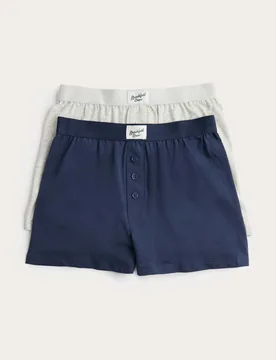 Pack Cotton with Stretch Loose Fit Boxers (5-16 Yrs) Navy Mix male - M&S - FashionsVida