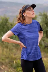 Endurance' Womens Striped Tee Sun Protection Everyday Gym T-Shirt Blue/navy - Size 14 Uk