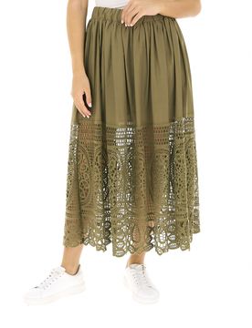 Gonna con pizzo VERDE OLIVA M