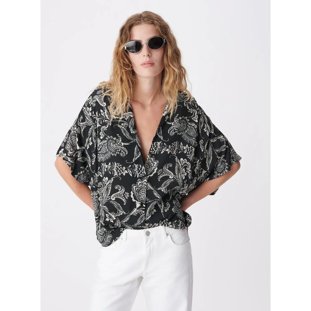 Camisa de mujer con estampado floral barroco - IKKS - FashionsVida