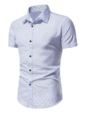 Camisa de botones con estampado de rombos para hombres, formal, ceremonia - Shein - FashionsVida