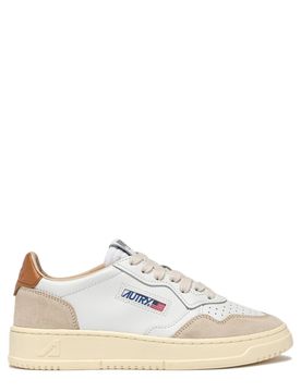 Men's Leather and Suede Sneaker with Perforated Toe, Embroidered Tongue & Sponge Lining