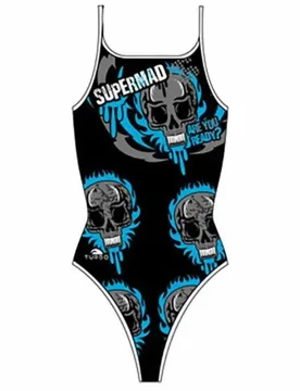 Supermad Thin Strap Swimsuit black / royal 5-6 Years Girls - TURBO - FashionsVida