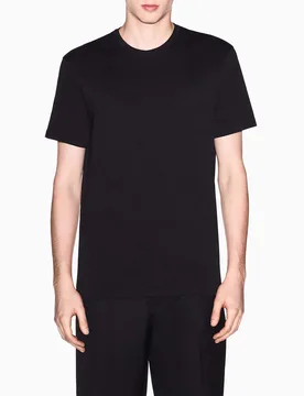 T-shirt mezza manica Exchange nera in cotone con logo ricamato - Armani - FashionsVida