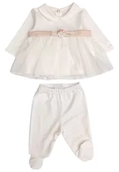 Completo Bianco/rosa Roselline E Fiocco E25C12