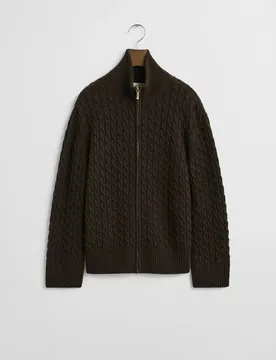 CABLE KNIT ZIP CARDIGAN female