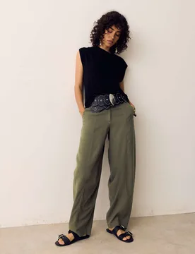 Lyocell Rich Barrel Trousers Hunter Green female - Per Una - FashionsVida