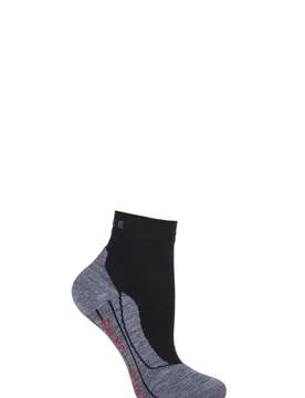 Pair Black / Grey RU4 Short Light Volume Ergonomic Cushioned Short Running Socks Ladies 2.5-3.5 Ladies - - Black - Size: Small - Falke - FashionsVida
