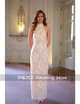 Customized White Appliques Backless Wedding Dress Halter Neck Sleeveless vestidos de noche Floor-Lengt robe de mariée - Aliexpress - FashionsVida