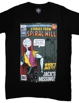 Unisex Spiral Hill Sally T-Shirt in Black Size: Large - Black - Size: L - Disney - FashionsVida