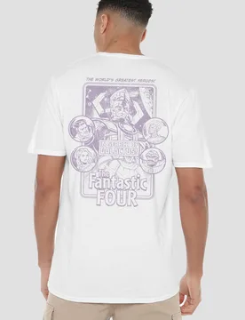 Fantastic Four In Search Of Galactus Mono (Back Print) T-Shirt, White - White - Size: 2XL - Marvel - FashionsVida