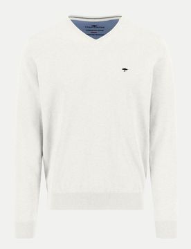 V-Neck, Superfine Weiß L