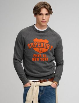 Superdry Herren Athletic Sweatshirt mit Lockerer Passform Dark Grey - Größe: L