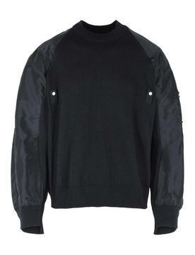 Sacai Maglione in misto cotone nero