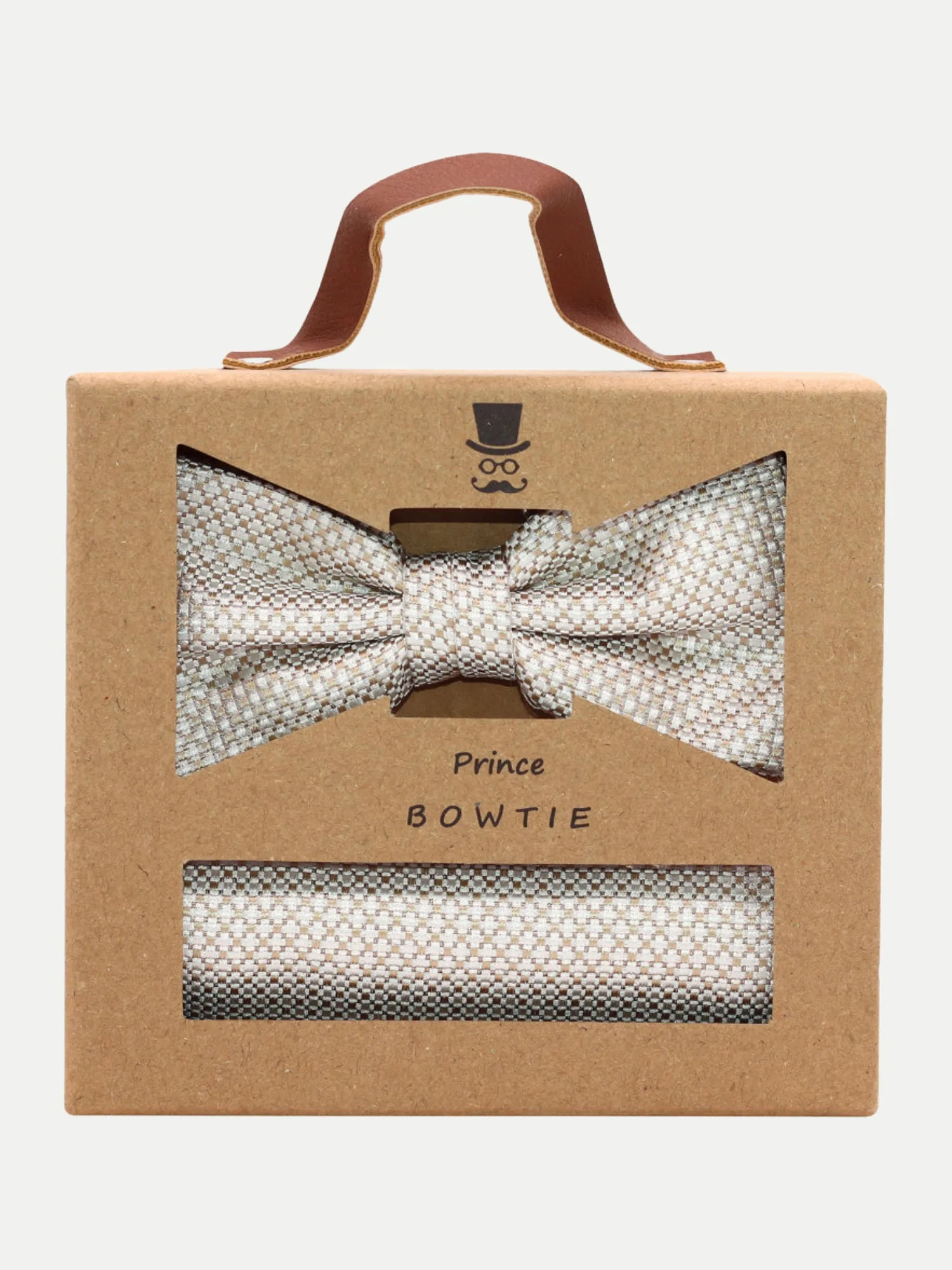Fliege + Tuch im Micro-Design Beige - Prince Bowtie - FashionsVida