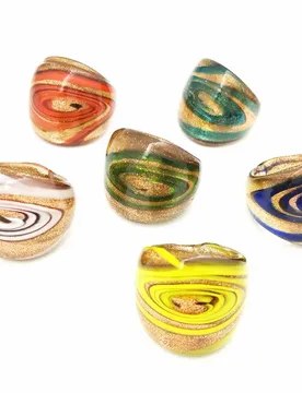 Wholesale 6Pcs Assorted Colors Lampwork Glass Murano Rings 16-19mm Band Ring Jewelry Accessories - Aliexpress - FashionsVida