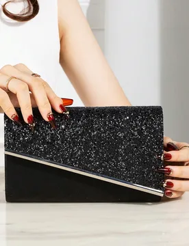 Bolso de mano de noche brillante, elegante bolso de sobre de moda, bolso de mano para fiesta de boda de señoras - Shein - FashionsVida