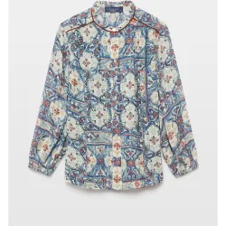 Blusa de manga larga estampada de mujer