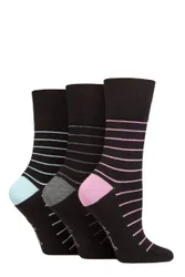 Women's 3 Pair Patterned Bamboo Socks Minimal Stripe 4-8 - Multi Coloured - Size: Small