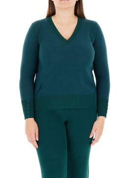 Maglia scollo V PETROLIO S