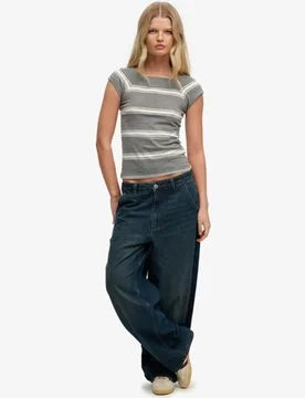 Superdry Damen Athletic Off Shoulder Muster-top Grey - Größe: 44 - 29.99 - FashionsVida