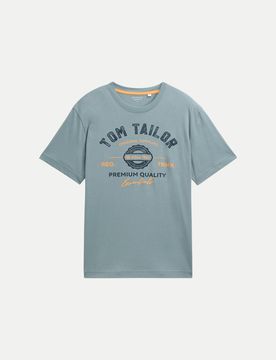 T-Shirt mit Logoprint Blau L