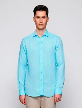 Camisa de hombre casual manga larga de lino Tallas Grandes - Mirto - FashionsVida