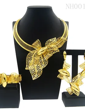 Necklace For Women Dubai Gold Tone Jewelry Set Plated 24K Original Earrings Rings Bracelets Wedding Gifts Nigeria Jewelry Sets - Aliexpress - FashionsVida