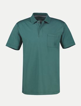 Poloshirt mit Flachstrickkragen Grün L