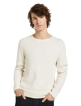 Pull Zigzag Structured Oat Milk Melange XL - Tom tailor - FashionsVida