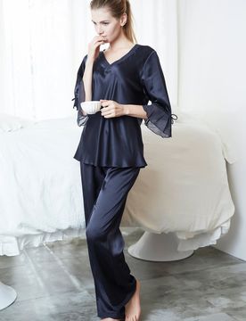 Pyjama original amazone pyjama soie murier dentelles 34-36