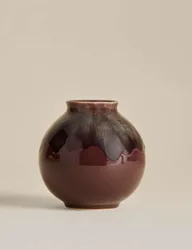Small Reactive Rounded Ceramic Vase Purple